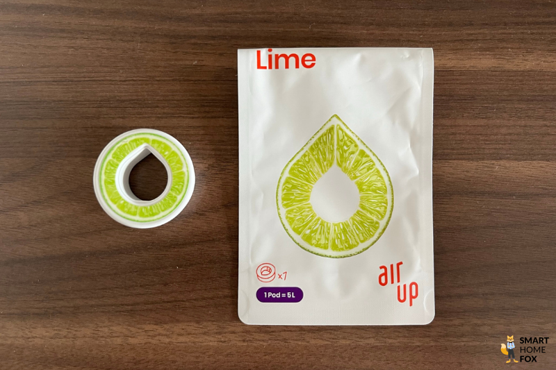 Ein Bild, welches den Pod und die Verpackung des Geschmacks Limette zeigt.